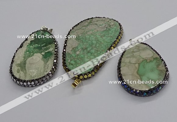 CGP3028 35*50mm - 40*65mm freeform green apple jasper pendants