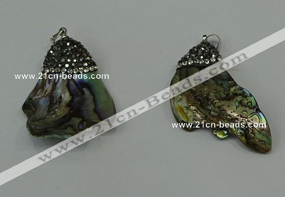 CGP304 20*40mm - 25*35mm freeform abalone shell pendants wholesale