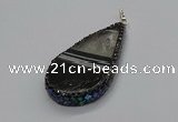 CGP3047 30*45mm - 35*60mm flat teardrop druzy agate pendants