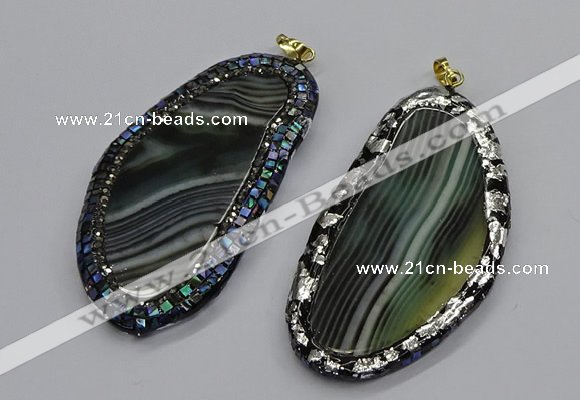 CGP3068 40*65mm - 40*70mm freeform line agate pendants