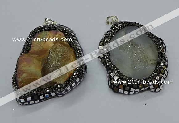 CGP3082 40*50mm - 45*55mm freeform druzy agate pendants