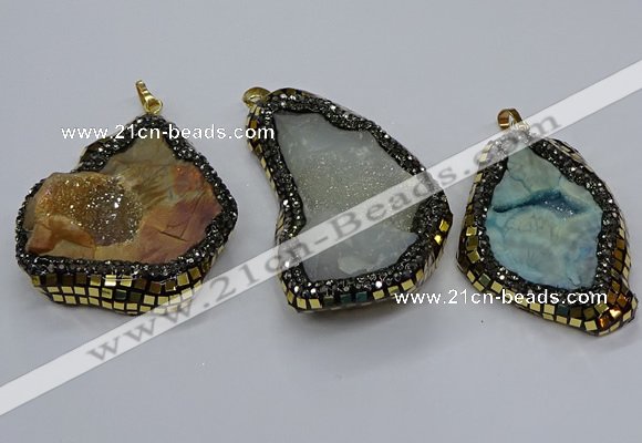 CGP3083 40*50mm - 45*55mm freeform druzy agate pendants