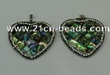 CGP310 40*40mm heart abalone shell pendants wholesale