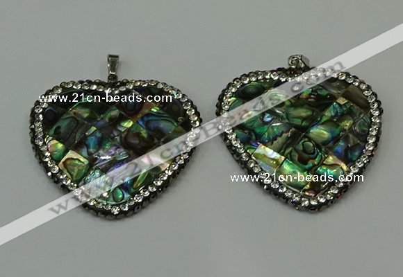 CGP310 40*40mm heart abalone shell pendants wholesale