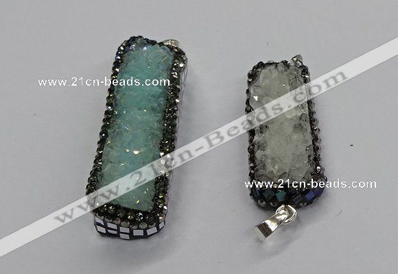 CGP3101 15*45mm - 15*55mm rectangle druzy agate pendants