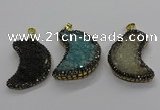 CGP3104 25*40mm moon-shaped druzy agate pendants wholesale