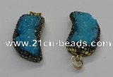 CGP3105 20*45mm horn druzy agate pendants wholesale