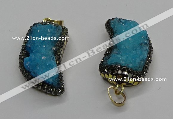 CGP3105 20*45mm horn druzy agate pendants wholesale