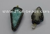 CGP3106 20*40mm - 25*45mm arrowhead druzy agate pendants