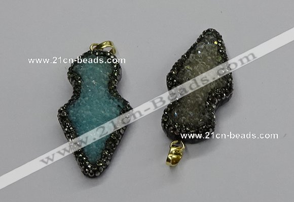 CGP3107 22*50mm arrowhead druzy agate pendants wholesale