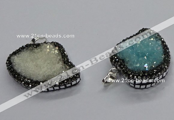 CGP3109 30*40mm heart druzy agate pendants wholesale