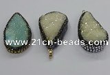 CGP3113 30*55mm flat teardrop druzy agate pendants wholesale