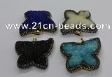 CGP3114 40*45mm butterfly druzy agate pendants wholesale