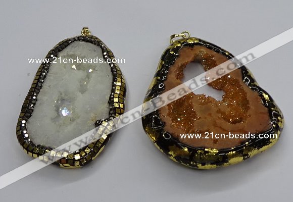 CGP3117 30*45mm - 40*55mm freeform druzy agate pendants