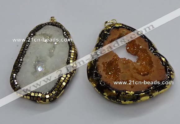 CGP3118 45*65mm - 55*70mm freeform druzy agate pendants