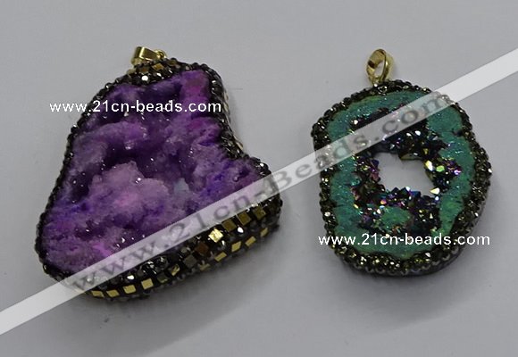 CGP3119 30*45mm - 40*55mm freeform druzy agate pendants