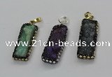 CGP3125 12*35mm - 15*40mm rectangle druzy agate pendants