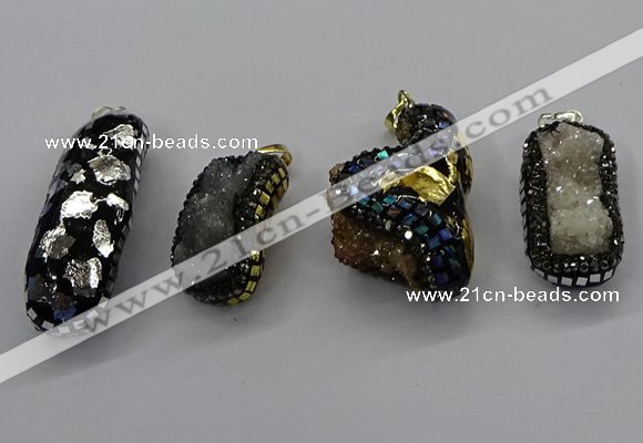 CGP3129 20*40mm - 25*45mm freeform druzy agate pendants