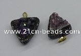 CGP3140 25*30mm - 30*35mm triangle plated druzy amethyst pendants