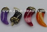 CGP3166 20*50mm - 25*55mm horn agate gemstone pendants
