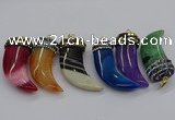 CGP3168 20*50mm - 25*55mm horn agate gemstone pendants