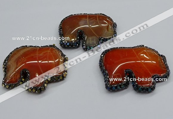 CGP3171 50*55mm elephant agate gemstone pendants wholesale