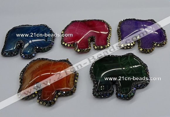 CGP3176 50*55mm elephant agate gemstone pendants wholesale