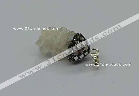 CGP3180 15*20mm - 15*35mm nuggets plated druzy quartz pendants