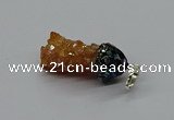 CGP3187 15*20mm - 15*35mm nuggets plated druzy quartz pendants