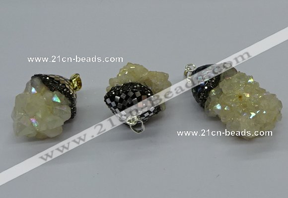 CGP3193 20*30mm - 25*40mm nuggets plated druzy quartz pendants