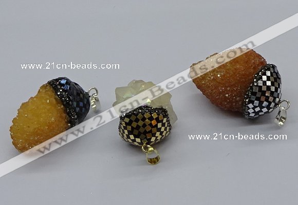 CGP3199 20*30mm - 25*40mm nuggets plated druzy quartz pendants