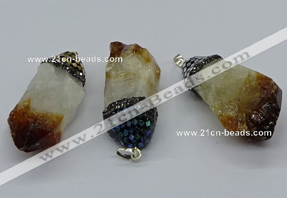 CGP3208 25*45mm - 28*50mm nuggets citrine gemstone pendants