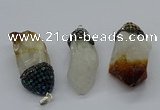 CGP3209 25*45mm - 28*50mm nuggets citrine & white crystal pendants