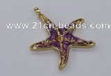 CGP3232 55*58mm starfish druzy agate pendants wholesale