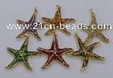 CGP3239 55*58mm starfish druzy agate pendants wholesale