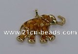 CGP3241 35*60mm elephant druzy agate pendants wholesale