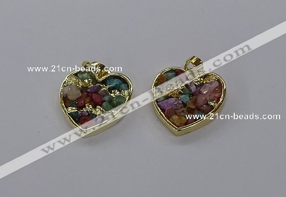 CGP3252 25*25mm heart druzy agate pendants wholesale