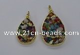 CGP3256 25*40mm - 30*50mm flat teardrop druzy agate pendants