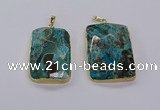 CGP3280 30*50mm - 35*55mm faceted rectangle ocean agate pendants