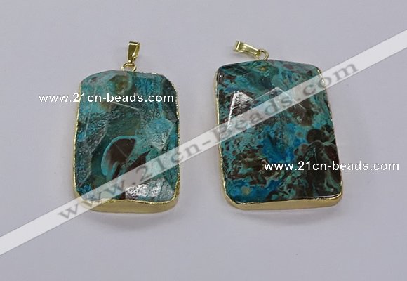 CGP3280 30*50mm - 35*55mm faceted rectangle ocean agate pendants