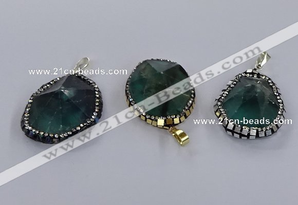 CGP3293 25*30mm - 30*35mm faceted freeform fluorite pendants