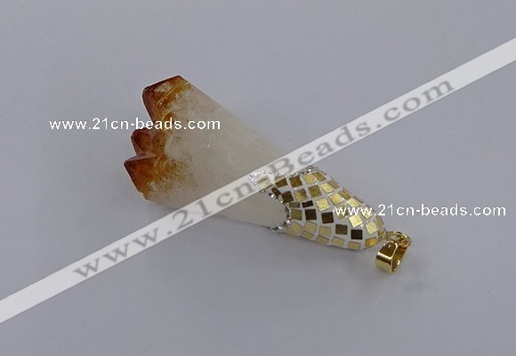 CGP3295 20*40mm - 25*45mm faceted freeform druzy citrine pendants