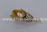 CGP3296 20*40mm - 25*45mm faceted freeform druzy citrine pendants