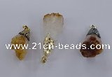 CGP3298 20*40mm - 25*45mm faceted freeform druzy citrine pendants