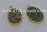 CGP3333 35*40mm - 35*50mm oval ocean agate pendants