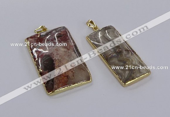 CGP3334 25*50mm - 35*55mm rectangle crazy lace agate pendants