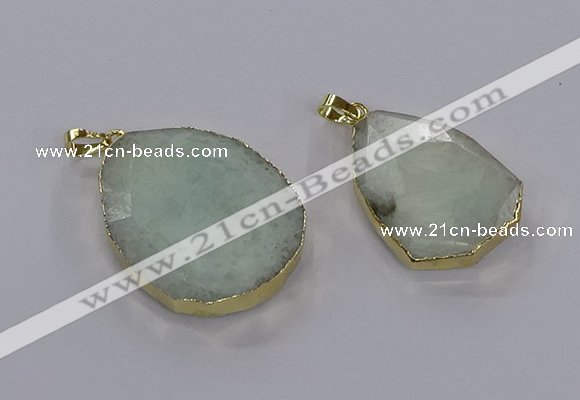 CGP3340 25*35mm - 30*40mm faceted freeform blue sponge quartz pendants