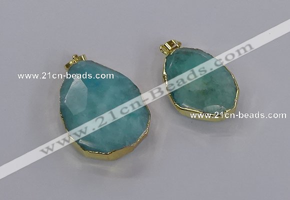 CGP3341 25*35mm - 30*40mm faceted freeform blue sponge quartz pendants