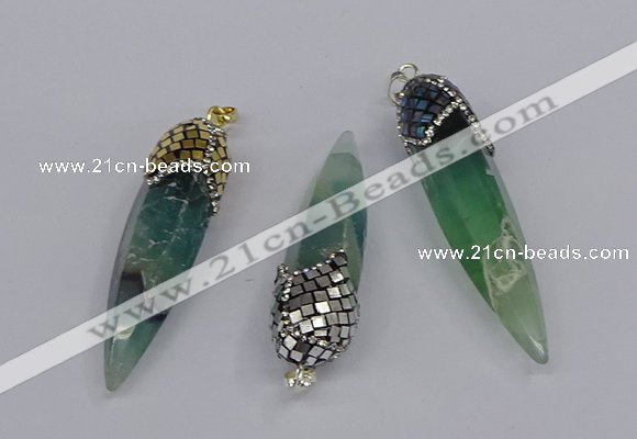 CGP3358 15*50mm - 16*65mm sticks fluorite gemstone pendants
