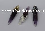 CGP3368 15*50mm - 16*65mm sticks amethyst gemstone pendants